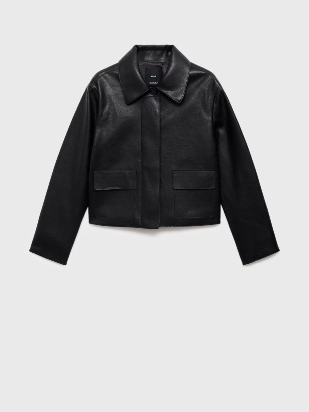 Mango Black Faux Leather Jacket with Pockets